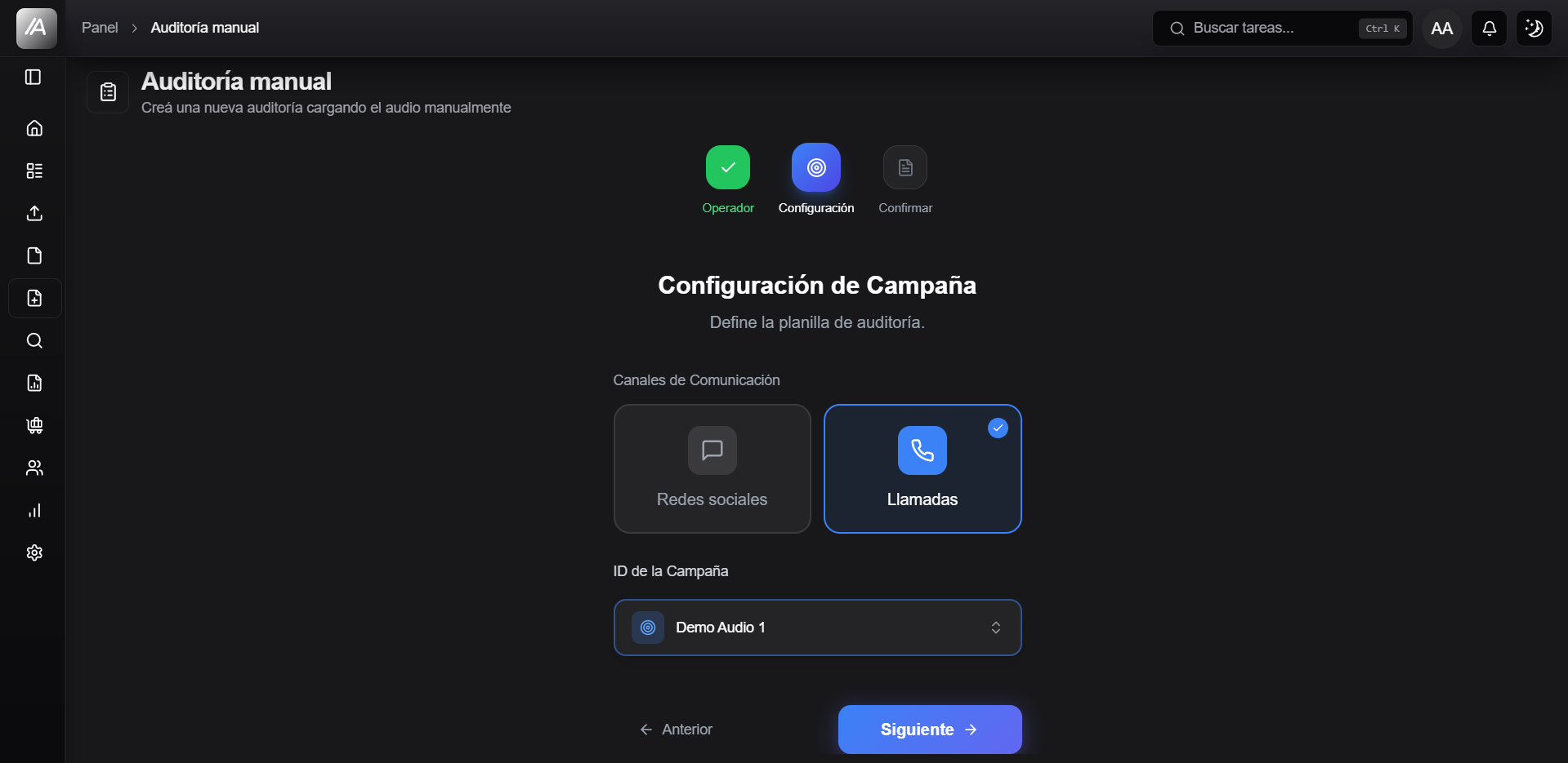 paso canal y campana de auditoria manual