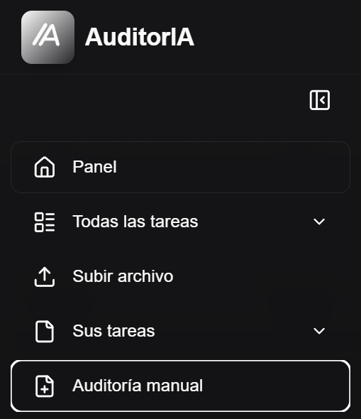 entrada a auditoria manual en la barra lateral