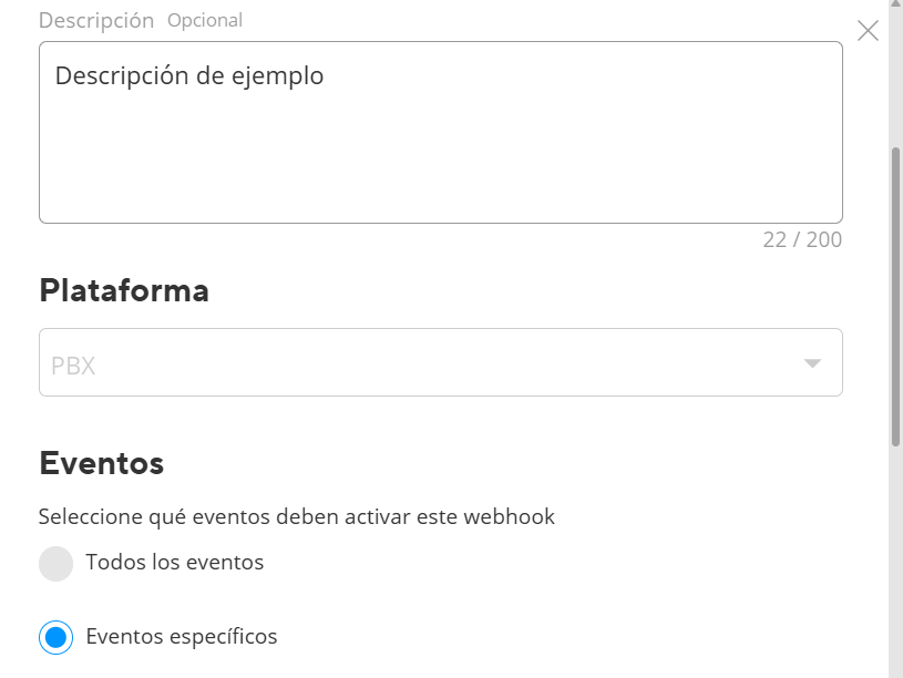 Specific events selector in Net2Phone