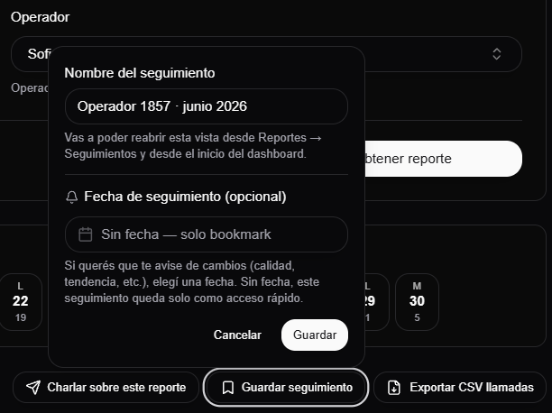 diálogo para salvar um acompanhamento do relatório
