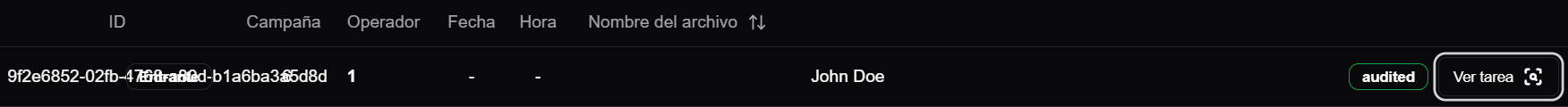 acao Ver tarea em uma linha de audio ja processado